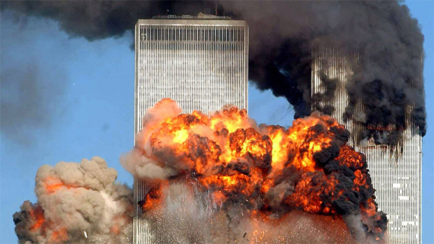 Twin Towers Burning